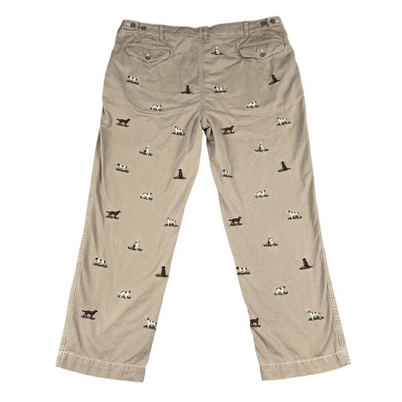 Vintage Ralph Lauren Dog Embroidered Khaki Pants Sz 40 x 29 Tag says the inseam - Picture 2 of 8